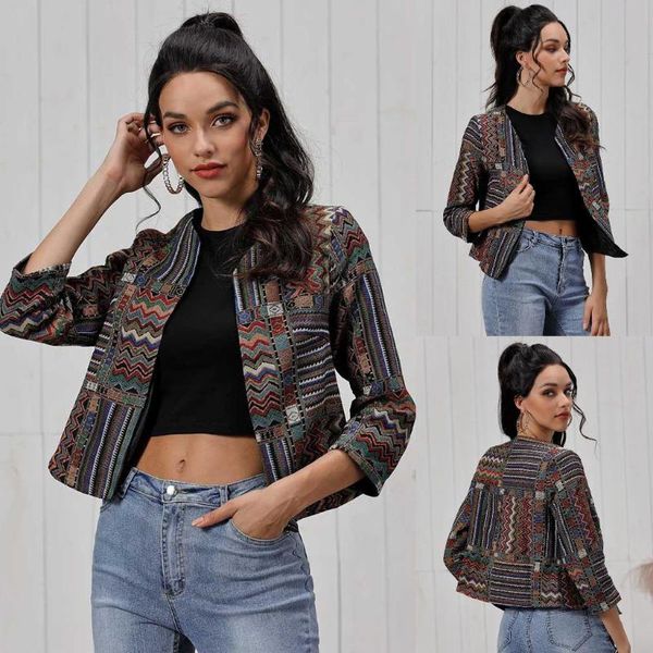 

feitong elegant women's coat folk-custom embroidered jackets coats female outerwear elegant vintage jackets female outwear 2019, Black;brown