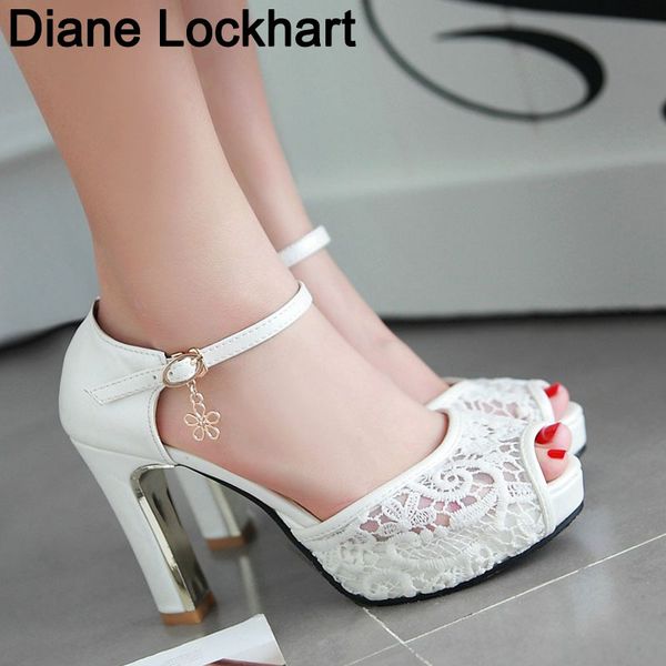 

women summer lace mesh shoes fish mouth high heel ladys platform sandals evening dress wedding shoes femal zapatos de mujer 43, Black