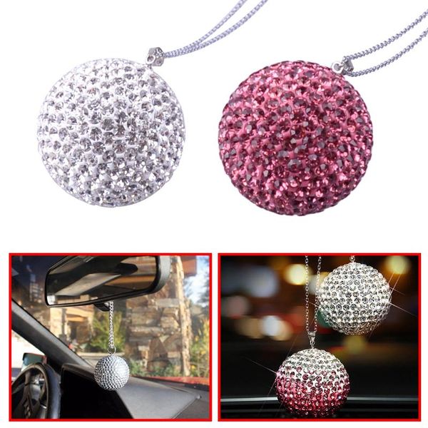 

beler new crystal ball rear view mirror charms rhinestone hanging ornament for car