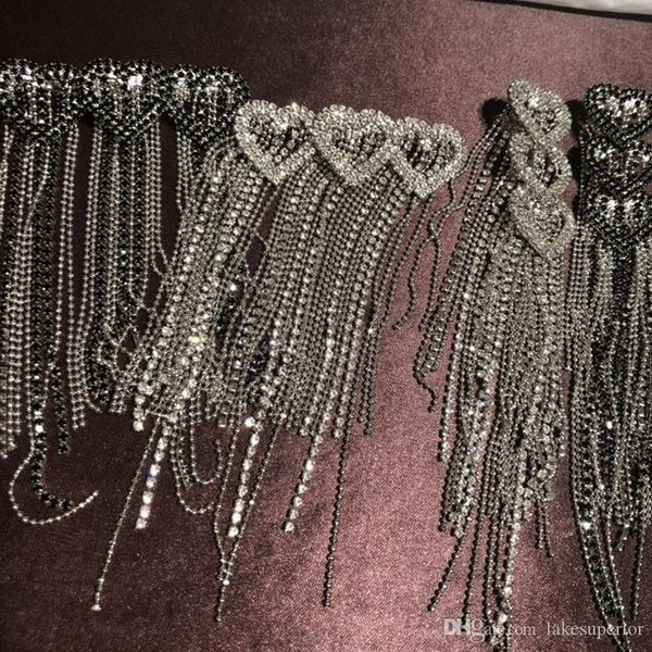 

высочайшее качество bling bling rhinestone роскошные серьги женщин сердце конструктора тавра серьга брошь подарок для любви girlfriend новое, Silver