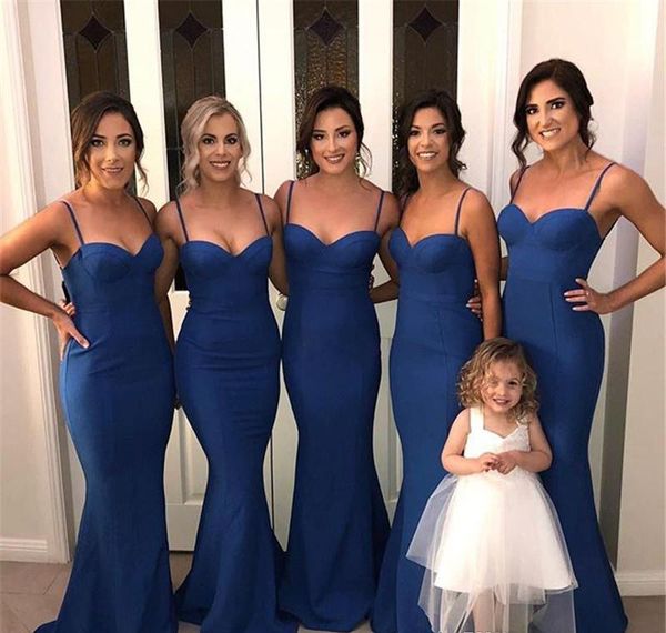 

navy blue mermaid bridesmaid dresses spaghetti straps summer country garden formal wedding party guest maid of honor gowns plus size, White;pink
