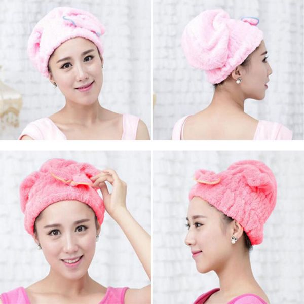 

super absorbent dry hair cap quick dry hair towel shower cap cute bow thickened turban a10908