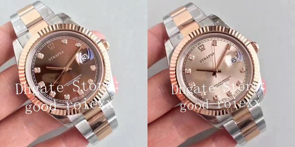 

luxury rose gold watches 41mm mens brown diamond dial watch men automatic cal.3235 steel date just 126331 eta perpetual swiss wristwatches, Slivery;brown