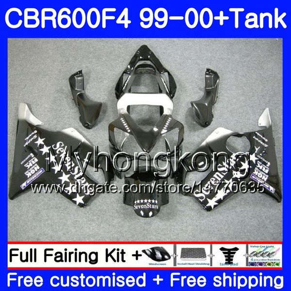 Bodys + Tank HONDA CBR 600 F4 Için FS CBR 600F4 CBR600F4 99 00 287HM.35 Sevenstars siyah CBR600FS CBR600 F4 CBR600 F4 1999 2000 Fairing kiti