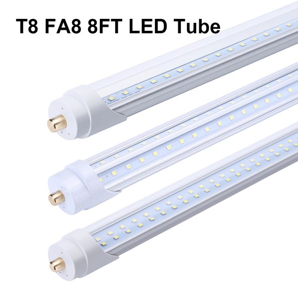 

t8 led light tube 8ft 96 inch led bulbs clear lens fa8 fluorescent lamp shop light bulb single pin dual-ended