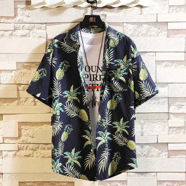 

fashion 9 style design short sleeve casual shirt men's print beach blouse 2020 summer clothing plus asian size -xxxl 4xl 5xl, White;black