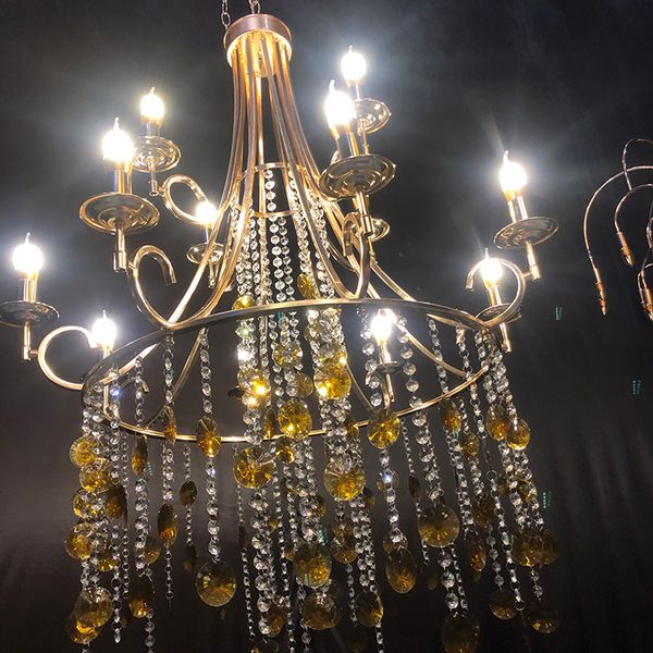12 Heads Luxury Fashion Large Crystal Ceiling Chandeliers