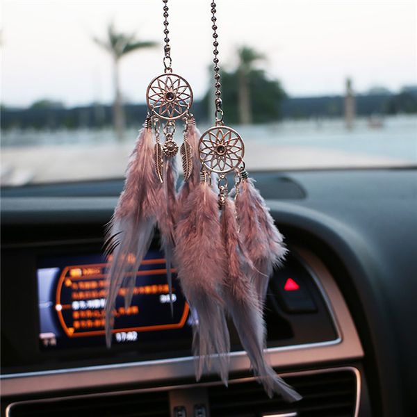 

mini dream catcher car pendant wind chimes feather decoration home decor & wall hanging adornment handmade dreamcatcher gifts