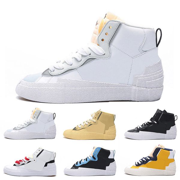 

new sacai x blazer mid ldv men women running shoes camo maize navy black white wolf platform flat dunk mens trainers sports sneakers, White;red