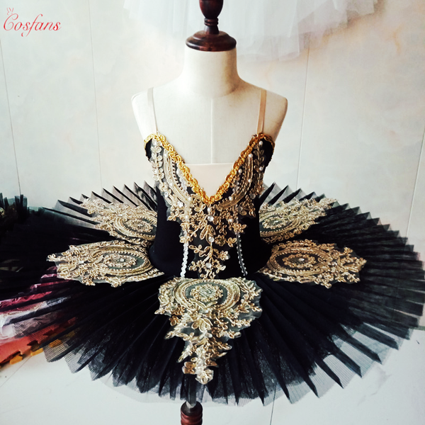 

girl ballet dress lake swan tutu ballet women dance dress gold lace ballerina diamond tutu performance costume, Black;red