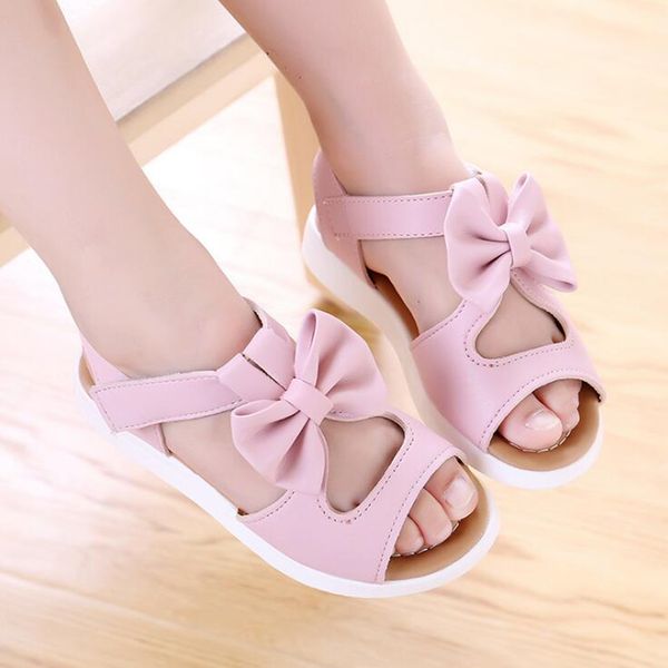 

kkabbyii summer girls sandals children shoes princess dress shoes kids girls bowtie beach sandals pu leather size 22-36, Black;red