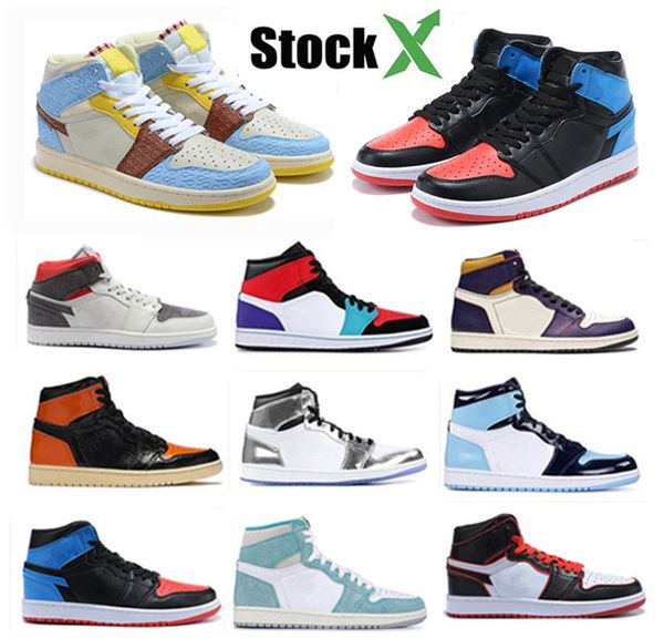 

new mid fearless 1s basketball shoes fear blue brown women mens sport sneakers baskets de marque trainers schuhe 36-45, White;red