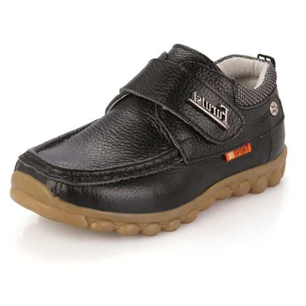 

2019 spring and autumn new boys genuine leather leather shoes students children' soft bottom casual shoes girl sports, Black;grey