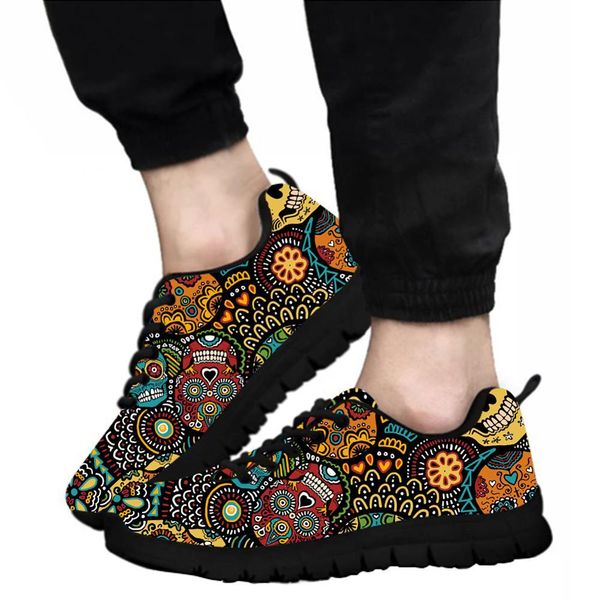 

new men sneakers casual elviswords sugar skull flats shoes male large sizes customized shoes lightweigt breathable tenis shoes, Black