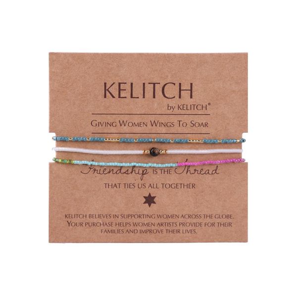 

kelitch new 3pcs miyuki string cuff bracelets handcrafted boho tassel seed beaded friendship bracelet for women men jewelry gift, Black