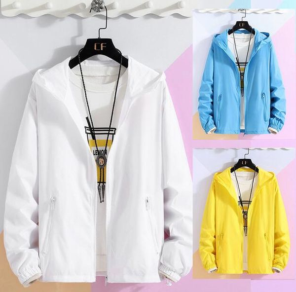 

summer new sun-proof clothing men women large size breathable solid casual thin jacket travel sunscreen jackets lovers coat, Black;brown