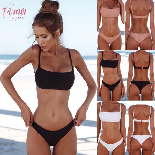 

твердая sexy bikini set купальный костюм для женщин купальник мода из двух частей купальники купальный костюм полиэстер женский biquini плюс, White;black