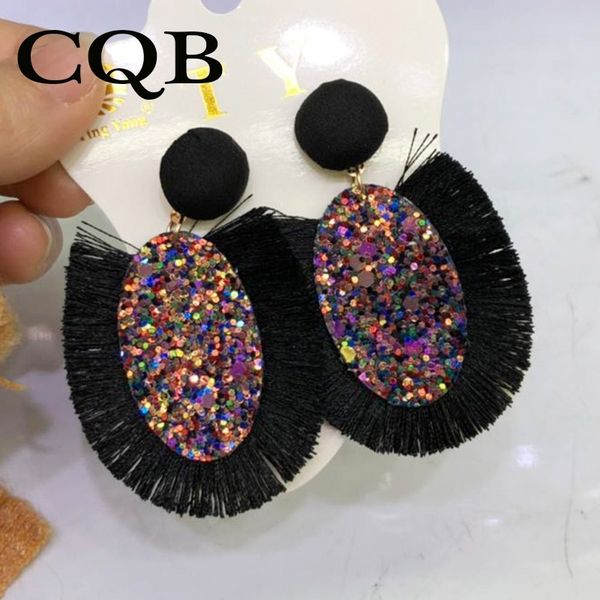 

tassel earrings for women sequins new fashion ladies geometric 2019 bohemian personality party jewelry red retro punk black, Silver