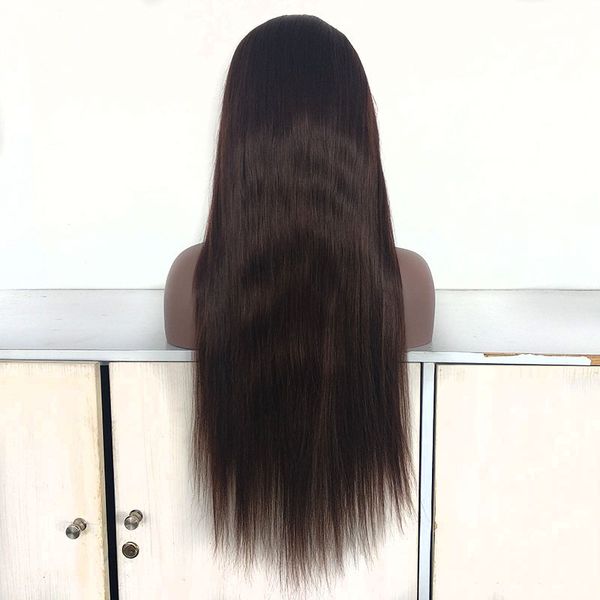 

nice 24 inch #2 color medium brown silky straight full lace wig and lace front wig in stock, Black;brown