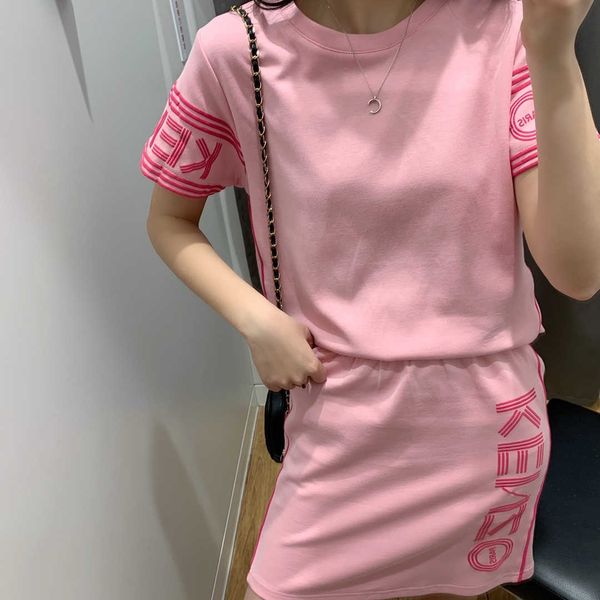 

дизайнерские женские платья из двух частей 2020 новое прибытие футболка + платья наборы бренд женские костюмы из двух частей с буквой печатн, White