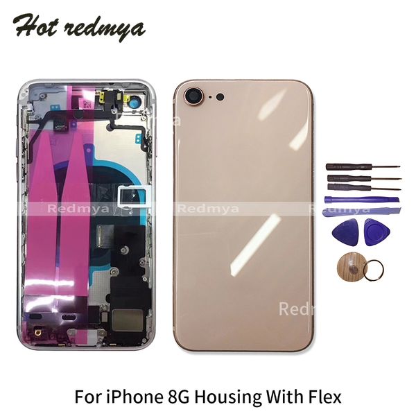 

Крышка батарейного отсека с Flex кабель для iPhone 8 8G Назад Задняя крышка батареи Полн