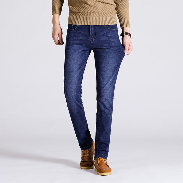 

2019 spring autumn jeans men new stretch cotton breathable comfortable jeans fashion casual men's midweight slim denim trousers, Black