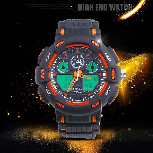 

relogio digital 2019 teen men's double show luminous multi-function outdoor sports electronic watch montre homme dropshipping, Slivery;brown