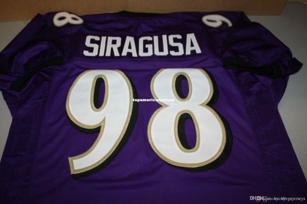 

nbspnfl retro #98 tony siragusa signed custom mitchell & ness jersey purple stitching men's football jerseys rugby, Black;blue