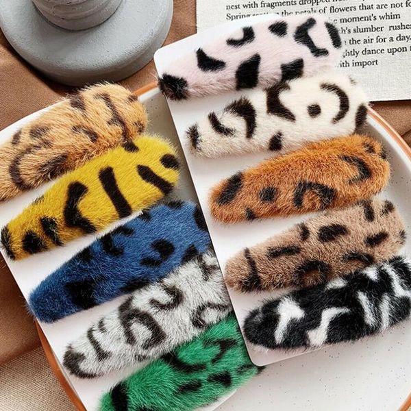 

1 pc fashion womenvintage leopard plush hair clip hair band barrette hairpin accessories beauty styling tools barrette clip, Golden;silver