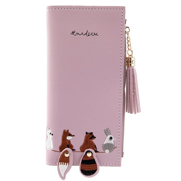 

maison fabre women square wallet cat short wallet tassel coin purse card holders handbag package shopping long purse z0313, Red;black