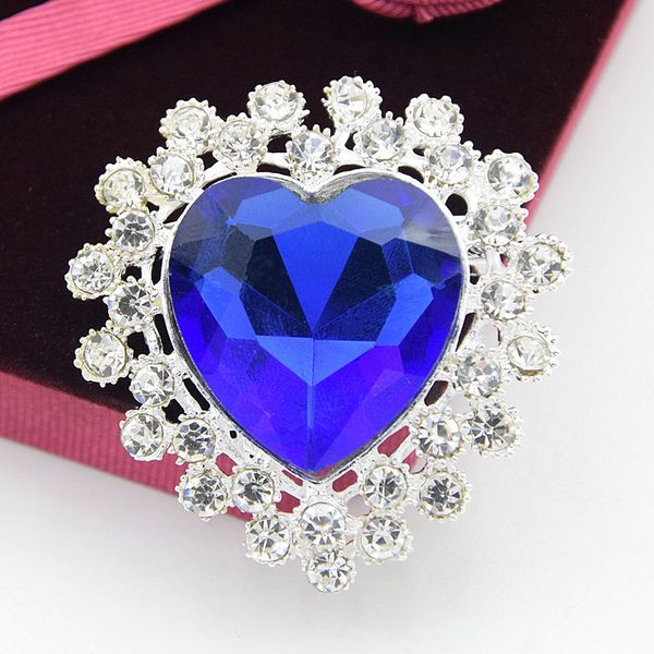 

blue color center form crystal brooch ocean of mind flower pin wedding clothes & accessories accessories love thanks needle, Gray