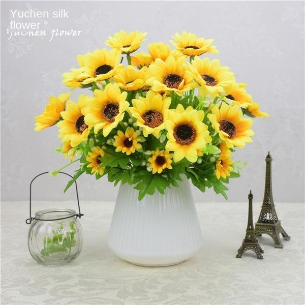 

пластиковый цветок искусственных поддельного букет моделирование 6 вилка малого подсолнечник sun flower home living room color engineering ц
