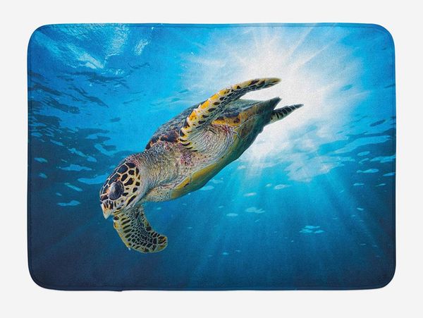 

turtle doormat hawksbill sea turtle dive deep into the blue ocean against sun rays home decoration door floor mat rugs carpet