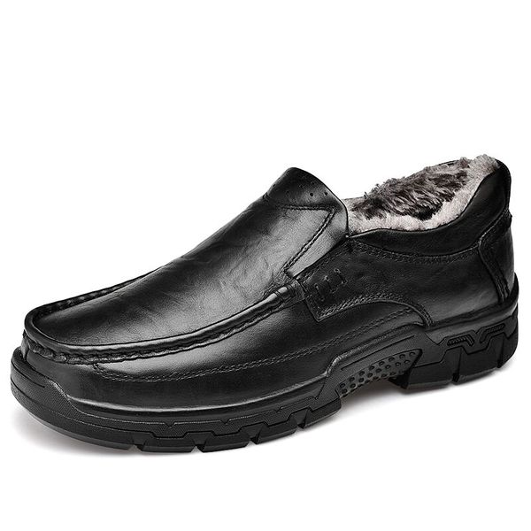 

genuine leather men boots handmade super warm men winter shoes,ankle boots autumn and winter casual shoes, Black