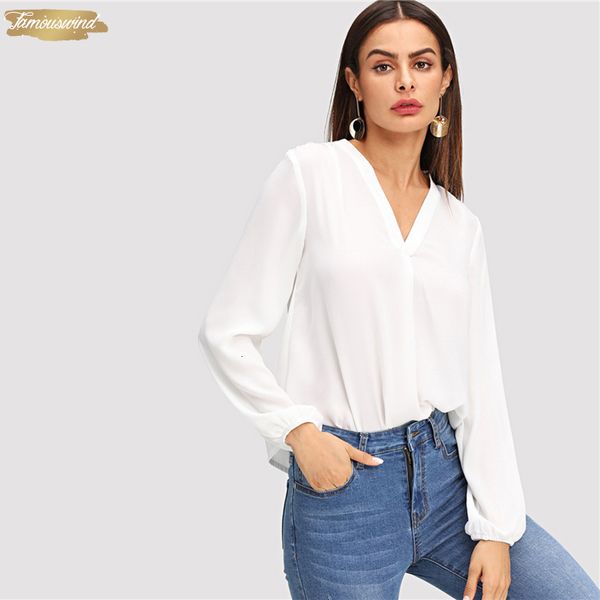 

blouses v neck plain workwear modern lady pullovers long sleeve blouse fall bohemian regular white ol work elegant