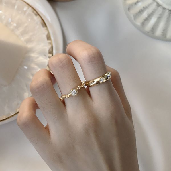 

peri'sbox multi cz stone branch tree irregular rings hammered geometric rings for women 925 sterling silver ring 2019 jewelry, Golden;silver