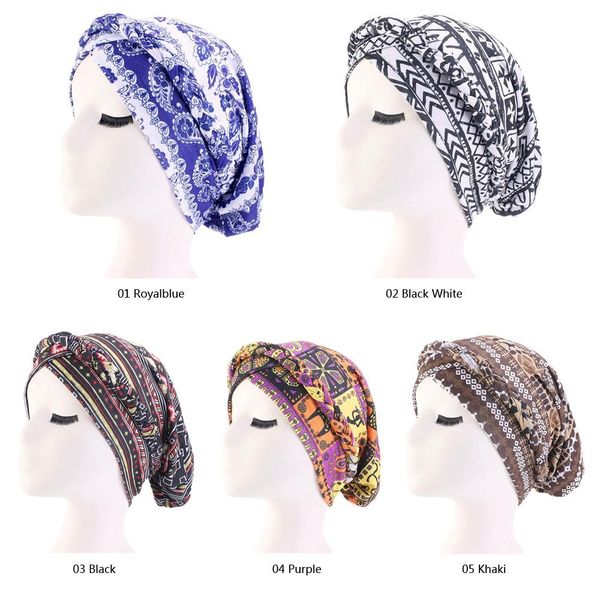 

muslim women braid hat cancer turban skullies wrap bonnet head chemo islamic printed hair loss hat head beanies cap arab opeas, White;black