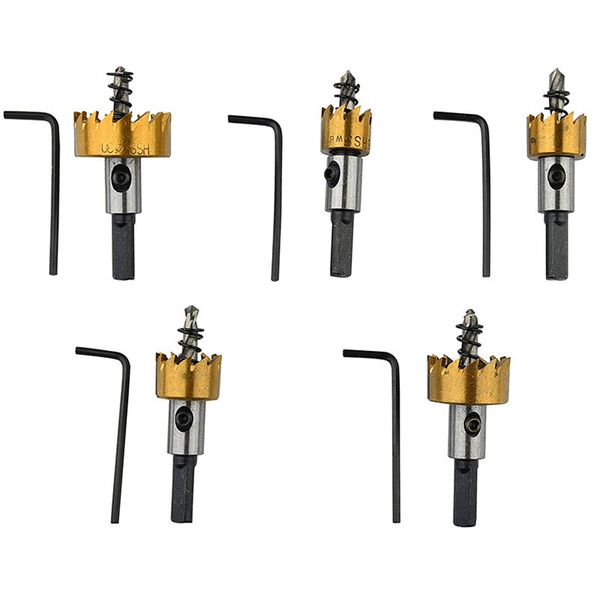 

16-30mm hss отверстие увидел 5pcs отверстие нож титана покрытием сверло высокого качества из нержавеющей стали meche резак листового металла