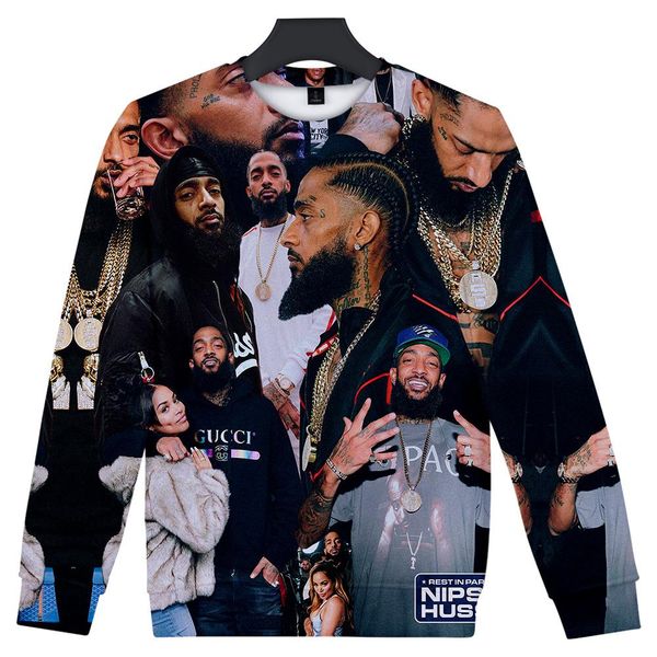 

frdum 3d nipsey hussle толстовка толстовка женщина мужчины o-образный вырез с длинными рукавами хлопок harajuku печать толстовки весна, Black