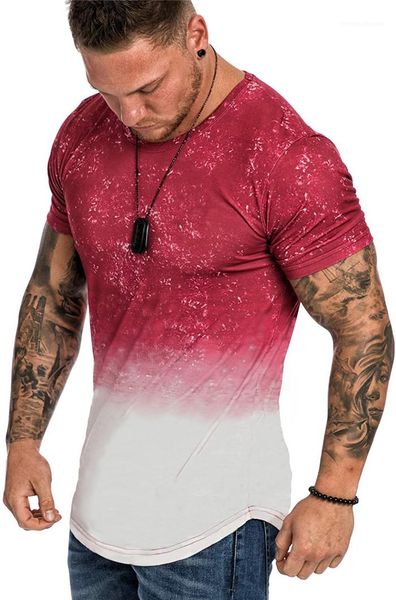 

футболки summer casual спорт фитнес с коротким рукавом топы o шеи цветочные человек футболки плюс размер mens 3d gradient, White;black