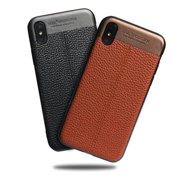 

for iphone xr xs max 6 7 8 x plus lychee texture stitching leather phone case two in one hard cell phone case