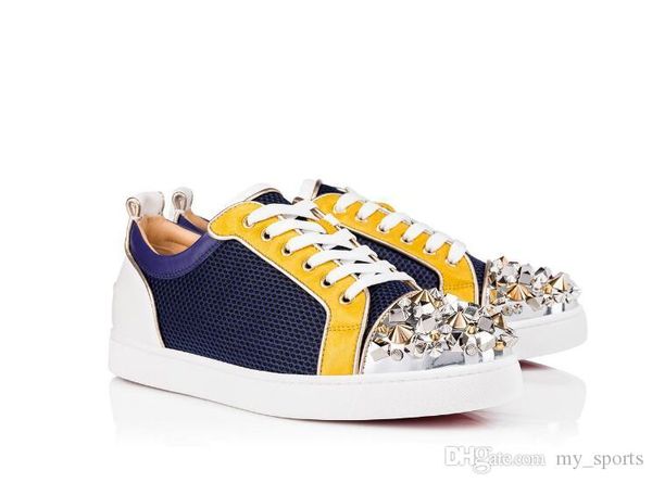 

2019 version multicolor spiked red bottom men's stuff sneakers junior mix mens flat mesh alveole low sneaker, Black