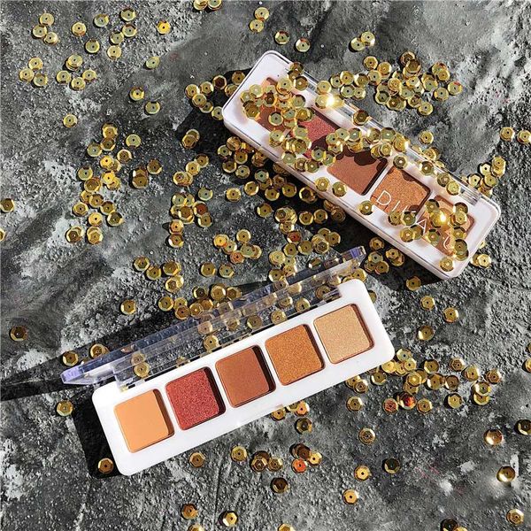 

5 color shining eye shadow pigment glitters makeup sunset palette beauty eyeshadow js11