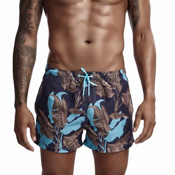 

summer men's beach board swim surfing shorts pants quick dry low waist floral stripe swimsuit swimwear trunks polyester slim fit
