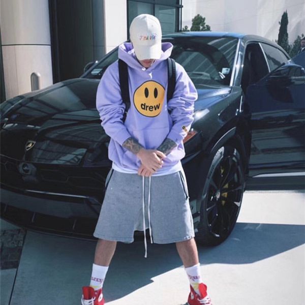 

purple justin bieber drew house hoodie men women dh face fashion sweatshirts winter hoodies pullover, Black