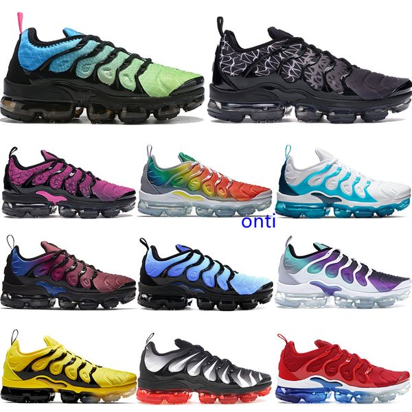 

aurora green plus tn cushion running shoes men women white blue olympic be true grid print bumblebee mens trainers sports sneakers, Black