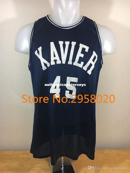 

custom xavier musketeers #45 embroidery college basketball jersey stitched any name and number, Black;blue