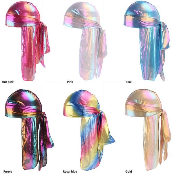 

men/women silk laser polyester bandana hat durag rag tail headwrap headwear gift