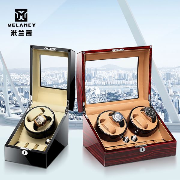 

upgraded watch winder wooden finish with adjustable watch pillows 2-4 winding spaces winders for automatic watches, Black;blue