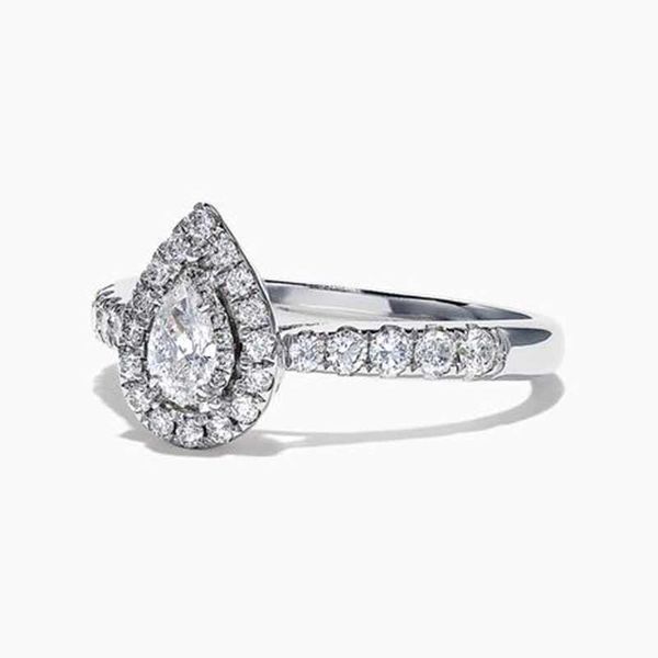 

huitan luxury micro paved women wedding rings with water drop cubic zircon stone prong setting pear shaped engagement rings, Golden;silver